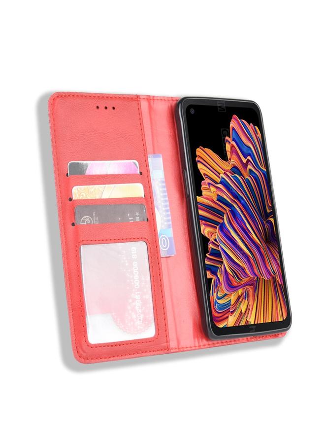 زبون جراب لهاتف Galaxy Xcover Pro بمشبك مغناطيسي بتصميم حصان مجنون بتصميم كلاسيكي، جراب جلدي أفقي قلاب، مع حامل وفتحات للبطاقات وإطار للصور - Image 5