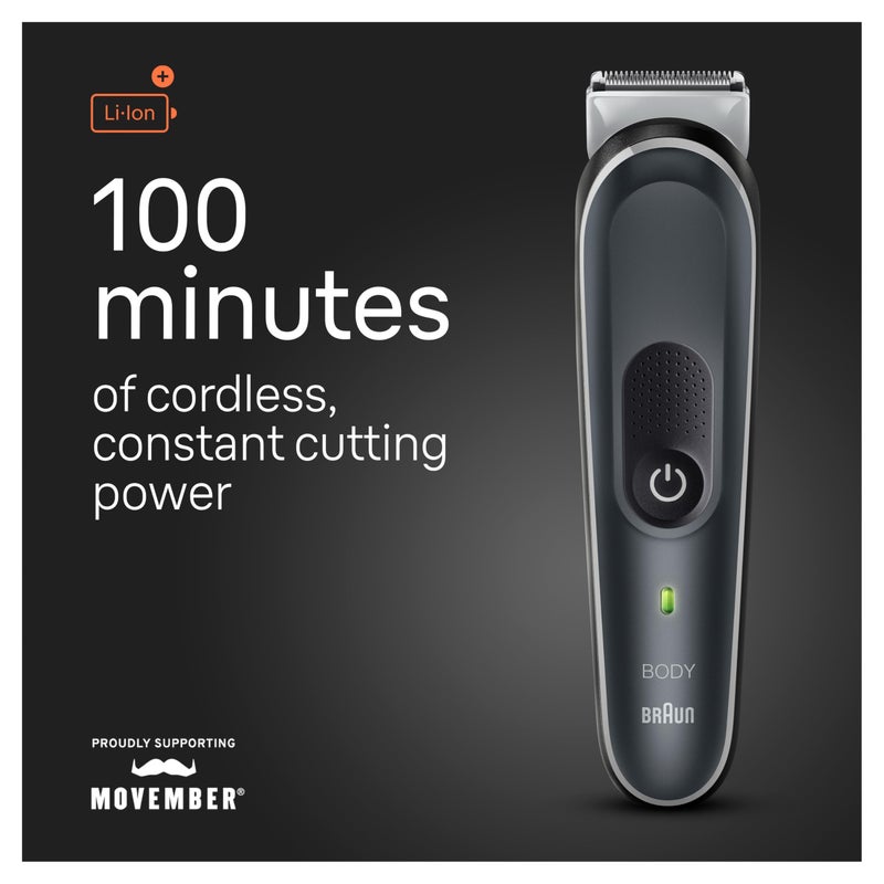 Braun Body Groomer Series 5 5360, Body Groomer for Men, for Chest, Armpits, Groin, SkinSecure Technology for Gentle Use and Clean Shave Attachment, Waterproof, Cordless with 100-min Run Time - Image 2