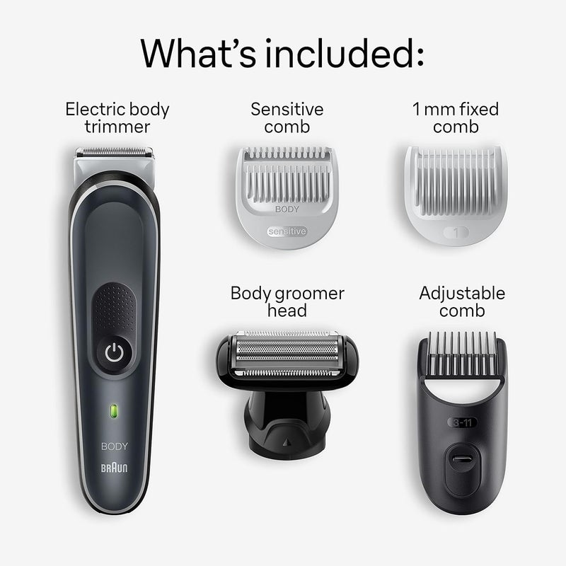 Braun Body Groomer Series 5 5360, Body Groomer for Men, for Chest, Armpits, Groin, SkinSecure Technology for Gentle Use and Clean Shave Attachment, Waterproof, Cordless with 100-min Run Time - Image 3