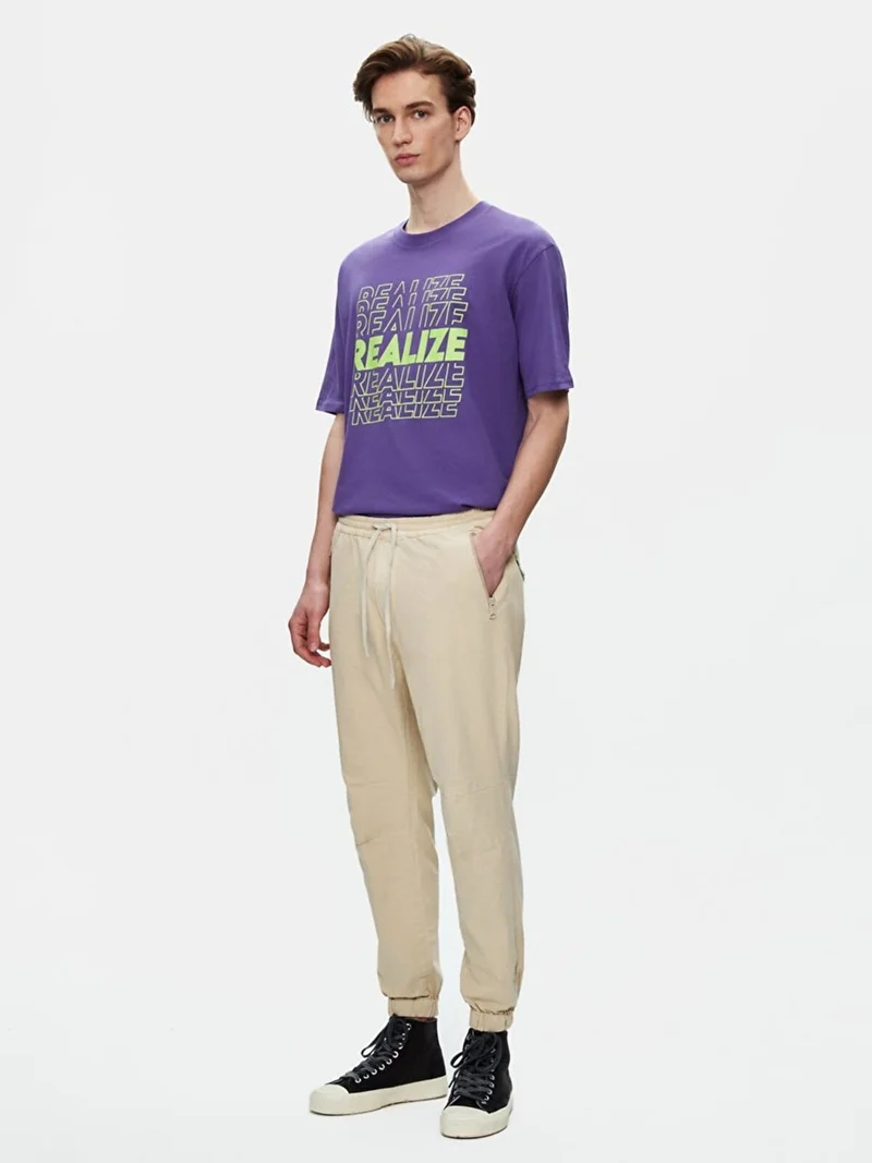 Men's Jogger Gabardine Beige Trousers