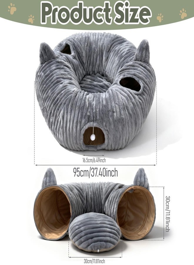 أور ورم أنفاق OurWarm الدافئة للقطط للاستخدام الداخلي، سرير نفق دائري للقطط مع غطاء لشجرة عيد الميلاد ووسادة دائرية قابلة للإزالة والغسل، ألعاب نفق على شكل دونات للقطط الصغيرة مع أصوات للأذن للقطط الرمادية الصغيرة - Image 2