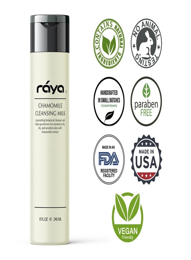 Raya Chamomile Facial Cleansing Milk 8 oz (152) | Gentle, Soap-Free Fluid Cleanser and Make-Up Removing Lotion for Dry and Sensitive Skin | Helps Calm Irritations and Refine Pores - Image 4