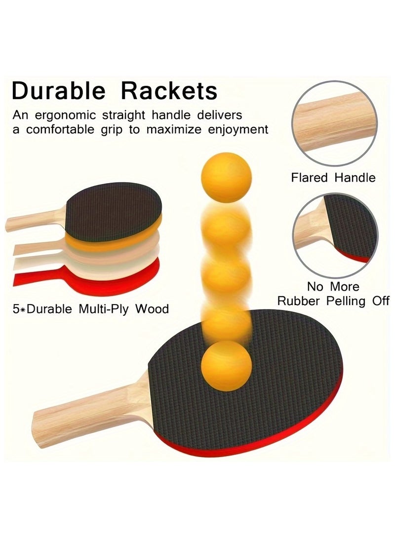 كوينج طقم تنس الطاولة مع مضارب ABS وشبكة قابلة للسحب و6 كرات احترافية عالية الجودة وحقيبة حمل للسفر ومجموعة متعددة الاستخدامات للاستخدام الداخلي والخارجي - Image 2