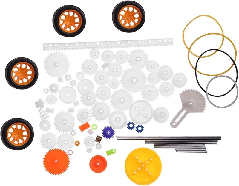Gernie 78 قطعة مجموعة تروس بلاستيكية مع بكرة حزام دودة رف لروبوت لعبة DIY محرك - Image 1