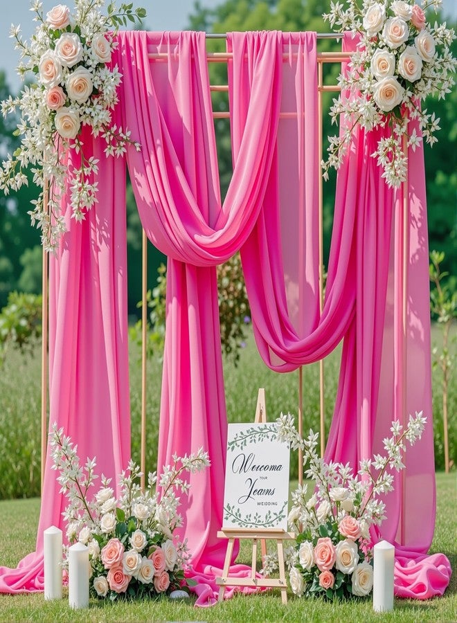 PARTISKY Wedding Arch Draping Fabric,1 Panel 18FT Hot Pink Sheer Chiffon Curtain Drapes 6 Yards for Wedding Ceremony Birthday Party Decoration - Image 3