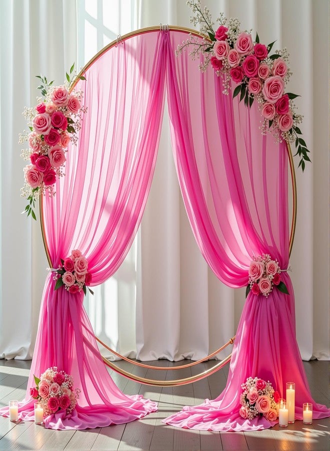 PARTISKY Wedding Arch Draping Fabric,1 Panel 18FT Hot Pink Sheer Chiffon Curtain Drapes 6 Yards for Wedding Ceremony Birthday Party Decoration - Image 5