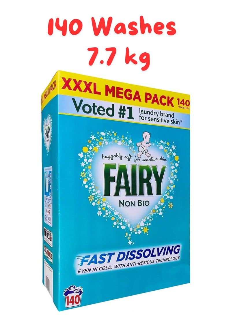 Fairy Fairy Non-Bio Laundry Detergent Washing Powder For Sensitive Skin Mega pack, 140 washes, 7.7 Kg  - Image 1