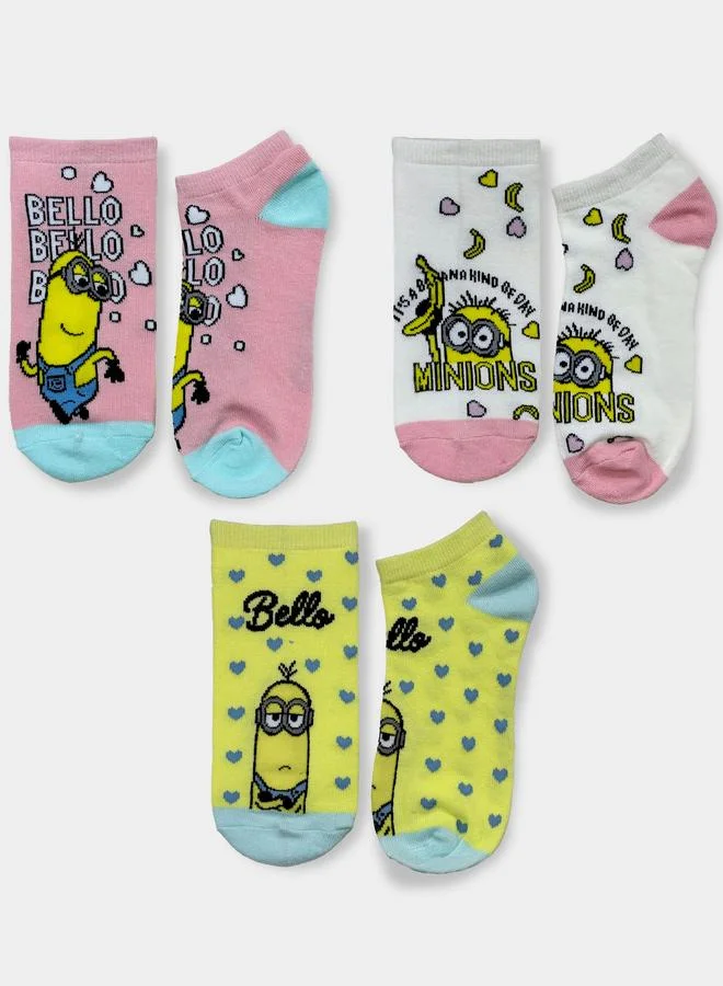 مينيونز ثلاث جوارب مطبوعة بطول الكاحل