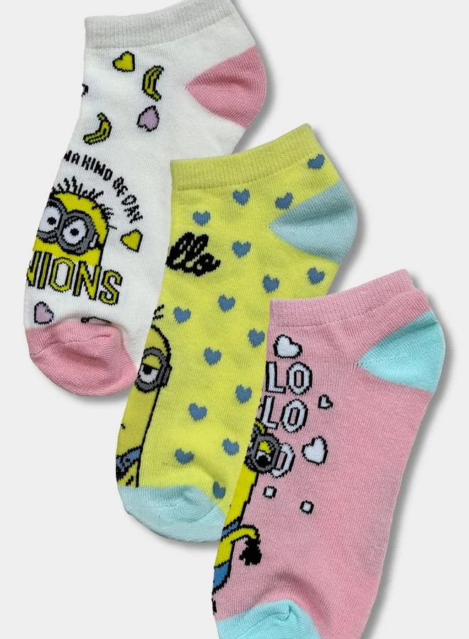 مينيونز ثلاث جوارب مطبوعة بطول الكاحل