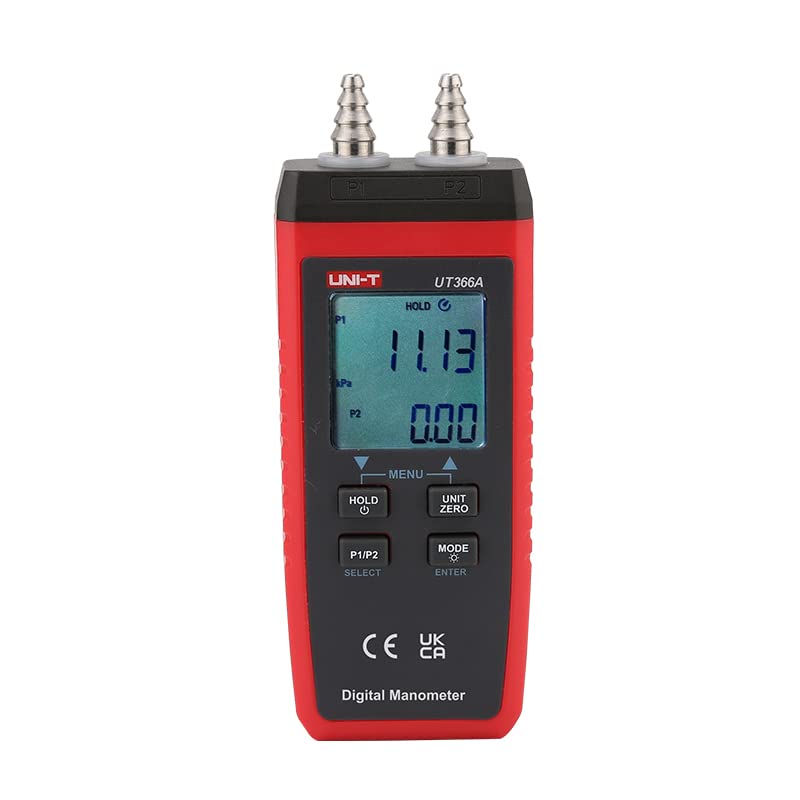 UNI-T Uni-Trend UT366A Digital Manometer Measure P1/P2 Pressure and Measure Wind Speed with Certificates: CE, UKCA - Image 1