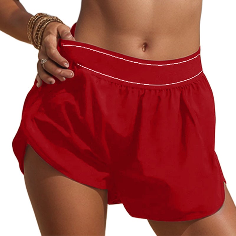 Generic Alo Cut Out with Chest Pad Quick-Drying Cross-Border Sports Vest Womens Two-Piece High-Waisted Running Shorts Yoga Outdoor Sports Red shorts