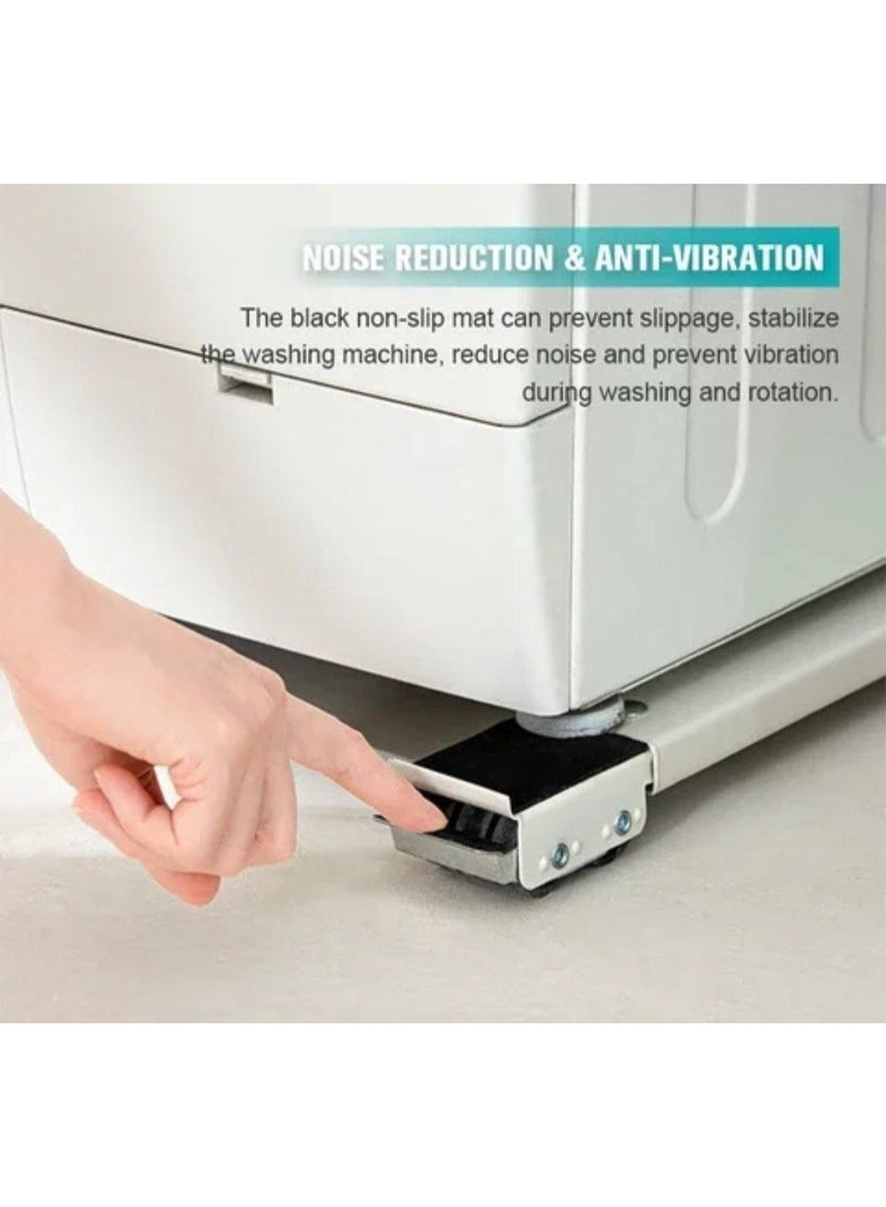 Moving and cleaning underneath heavy home appliances is made simple with this adjustable mobile roller base. Engineered with a heavy-duty structure and multi-directional wheels equipped with safety brake locks, it ensures maximum stability and eliminates vibration during operation. Featuring an adjustable dimension frame, it fits various sizes of washing machines, dryers, and refrigerators. Its elevated design protects appliances from floor moisture, rust, and water accumulation while preventing scratches on tile and wooden floors. - Image 5