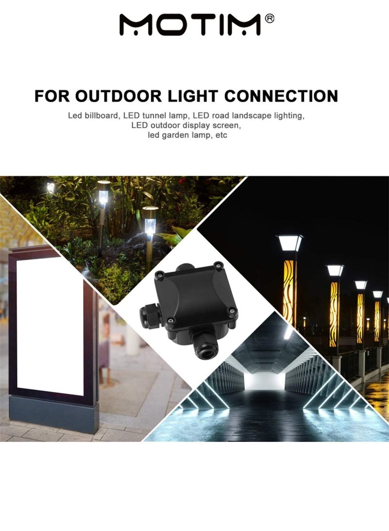 Motim 5PCS Junction Box Waterproof Outdoor Cable Connector Impact Resistant Plastic Enclosure for Street Lights Garden and Buried Lights Black - Image 3