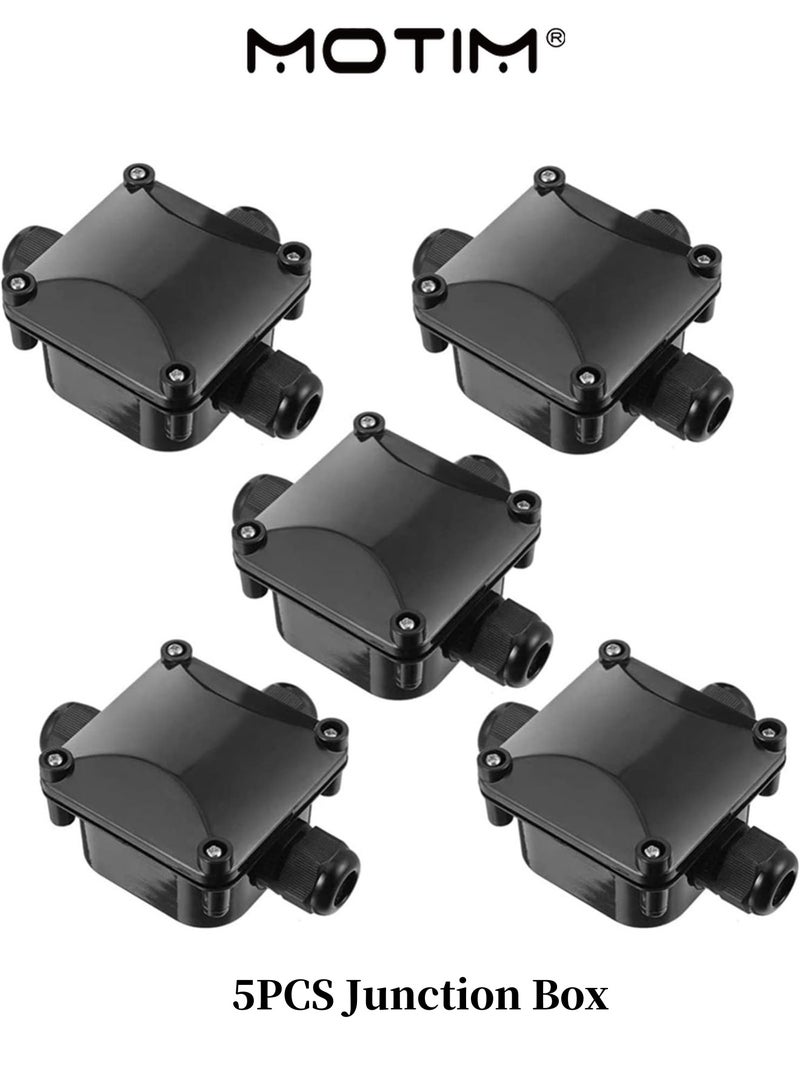 Motim 5PCS Junction Box Waterproof Outdoor Cable Connector Impact Resistant Plastic Enclosure for Street Lights Garden and Buried Lights Black - Image 1