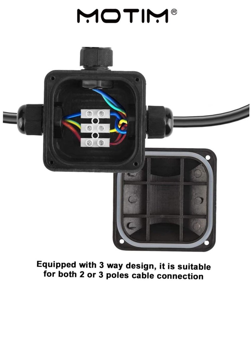 Motim 5PCS Junction Box Waterproof Outdoor Cable Connector Impact Resistant Plastic Enclosure for Street Lights Garden and Buried Lights Black - Image 4