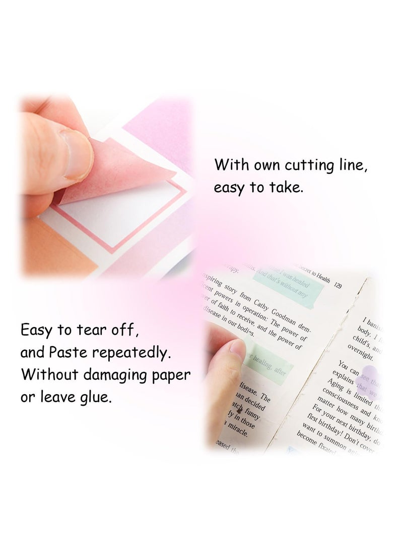 Sticky Index Tabs for Notebooks, 120 Sheets Gradient Sticky Tabs, Adhesive File Flag Tabs, Multi-Pattern Index Tabs for Books, 6 Colors Writable Repositionable Book Tabs, for Page Markers