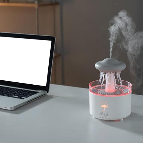 Inditradition Plastic Jellyfish Shape Rotating Essential Oil Diffuser Humidifier For Home & Office | Multi-Colour LED (5.5 x 7.5 Inches, White) - Image 4