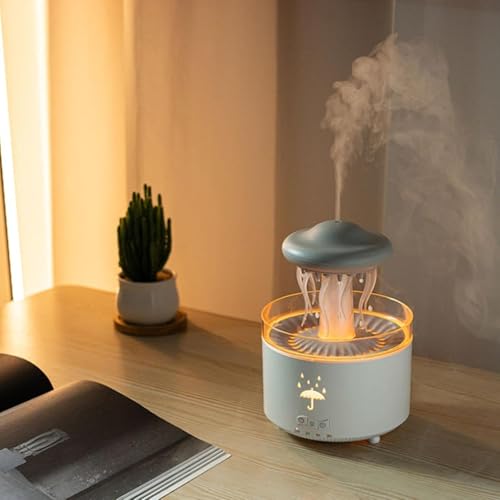 Inditradition Plastic Jellyfish Shape Rotating Essential Oil Diffuser Humidifier For Home & Office | Multi-Colour LED (5.5 x 7.5 Inches, White) - Image 3