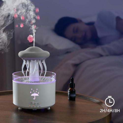 Inditradition Plastic Jellyfish Shape Rotating Essential Oil Diffuser Humidifier For Home & Office | Multi-Colour LED (5.5 x 7.5 Inches, White) - Image 5
