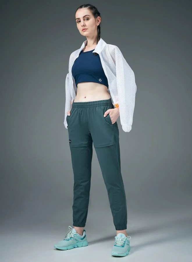 Technosport Technosport Women Green Solid 4-Way Stretch Joggers