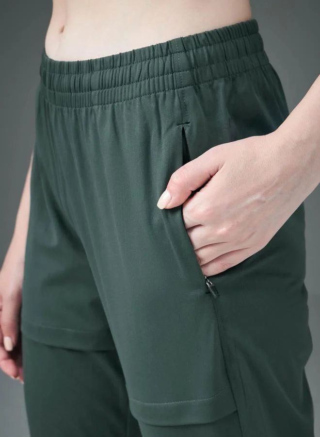 Technosport Technosport Women Green Solid 4-Way Stretch Joggers