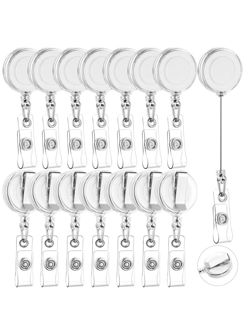 MARKQ [عبوة من 100] بكرة شارة بيضاء قابلة للسحب مع مشبك - حامل هوية متين مع حزام فينيل شفاف - بكرة شارة آمنة لبطاقات الهوية والمفاتيح - Image 1