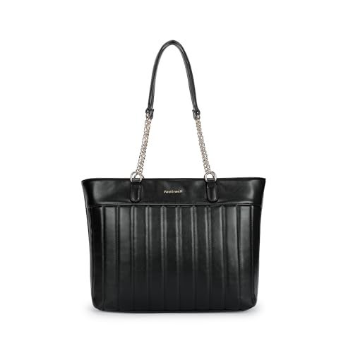 Fastrack Quilted Tote Bag for Women | Faux Leather Shoulder Bag with Dual Chain Handles, Zip Closure & Organiser Pockets | Elegant Everyday Tote for College, Brunch & Casual Outings - Image 1