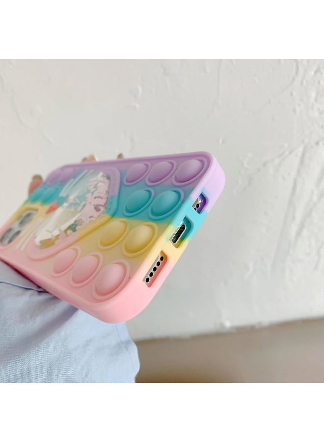 Asgens Fidget Pop Case for iPhone X/XS, Cute Cartoon Lucky Cat Quicksand Bling Stars Push Bubbles Shockproof Silicone Soft Phone Case for Apple iPhone X XS 5.8 inch - Image 4