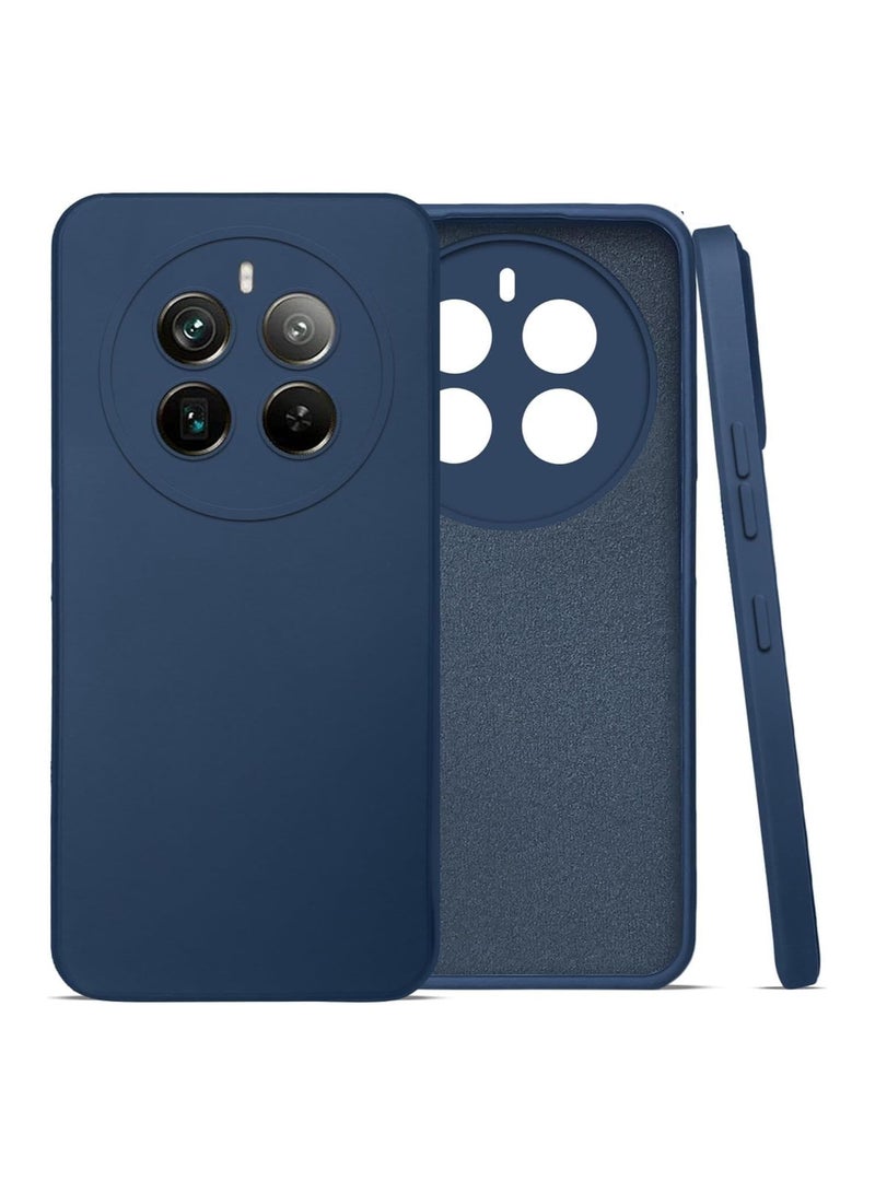 جراب لهاتف Realme 12 Pro Plus، جراب مطاطي ممتص للصدمات من الجل السائل مع بطانة ناعمة من الألياف الدقيقة، غطاء واقٍ رفيع صلب مقاوم للصدمات لهاتف Realme 12 Pro Plus أزرق - Image 1
