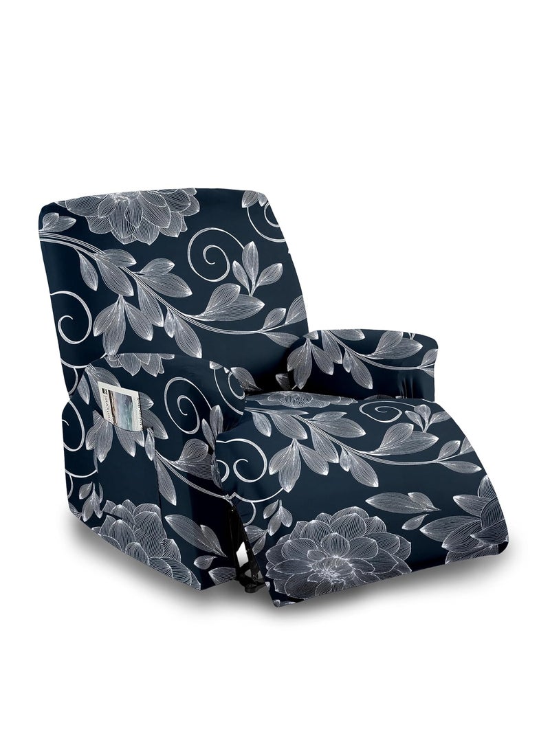 Cortina Cortina Super Stretch Printed Recliner Cover Recliner Couch Covers Recliner Chair Cover Form Fitted Non Slip Reclining Slipcovers Deep Blue  - Image 1