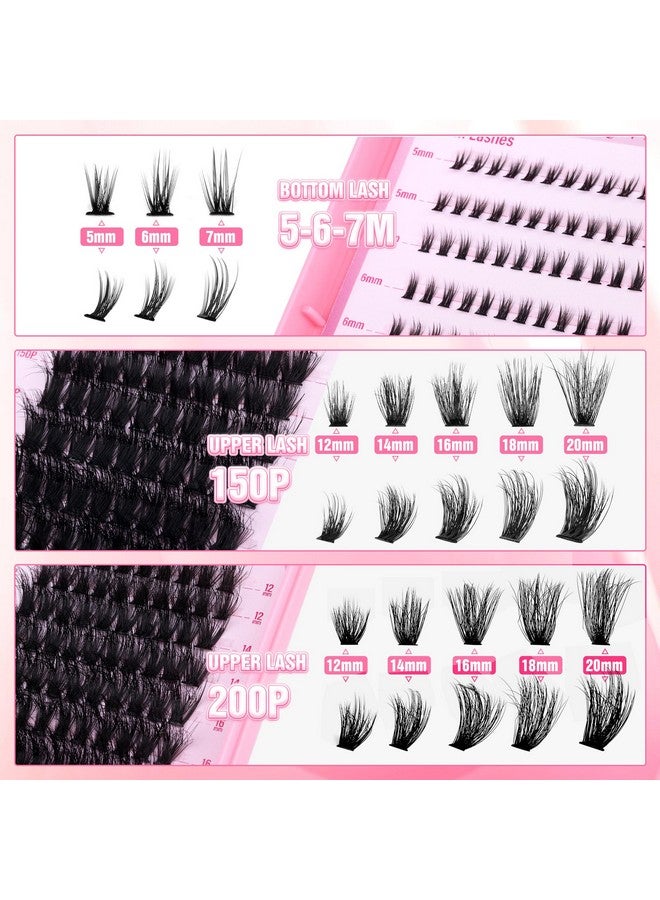 alphonse Fluffier Lash Clusters Kit with Bottom Lashes 320pcs Cluster Eyelash Extensions Kit Volume Individual Lashes Kit with Lash Bond and Seal Tweezers by ALPHONSE (150D+200D, 12-20mm) - Image 4