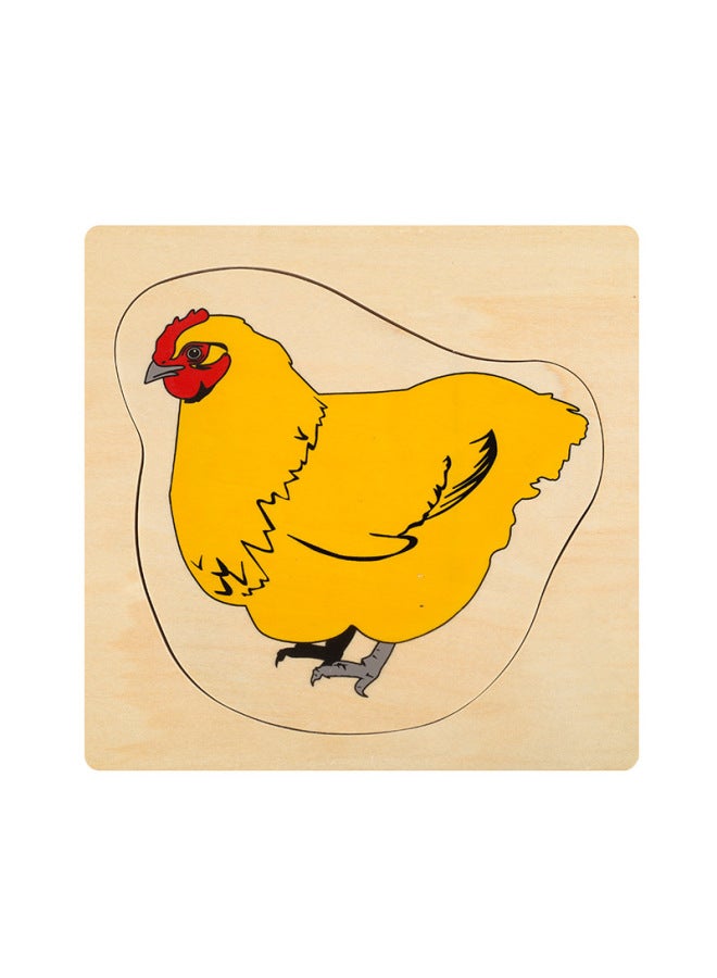 Early Education Animals And Plants Men Women's Growth Process Multilayer Jigsaw Puzzle Puzzle Wooden Toys-Color:Hen Growth Process - Image 1