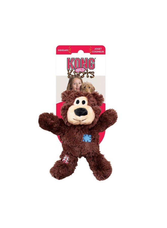 Kong KONG Wild Knots Bear Dog Toy, Soft Plush with Internal Rope Skeleton, Durable, Cuddly for Gentle Chewing, Shaking, Thrashing, Squeaker Reduces Boredom, for Indoor Fetch, Snuggling, Small/Medium  - Image 4