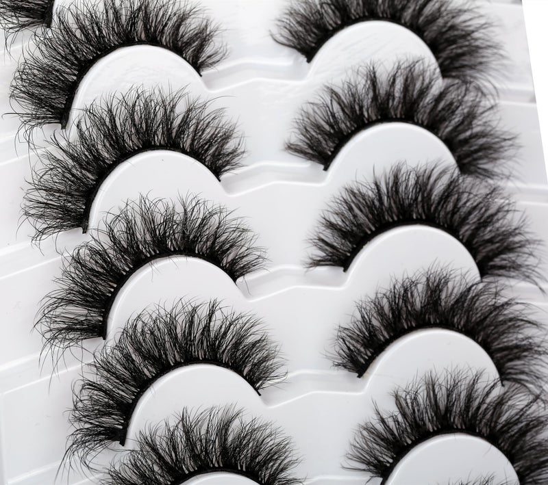 Pooplunch Cat Eye Look Fluffy False Eyelashes Thick Full Volume 16MM Wispy Curly Faux Mink Lashes 8D Fake Eyelash Strips 7 Pairs Multipack - Image 4