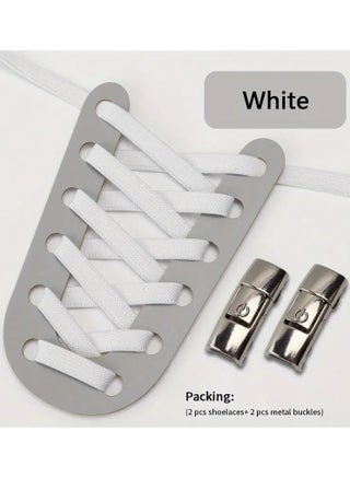 1pair No-Tie Shoelaces With Buckles For Sneakers Sports Shoes
