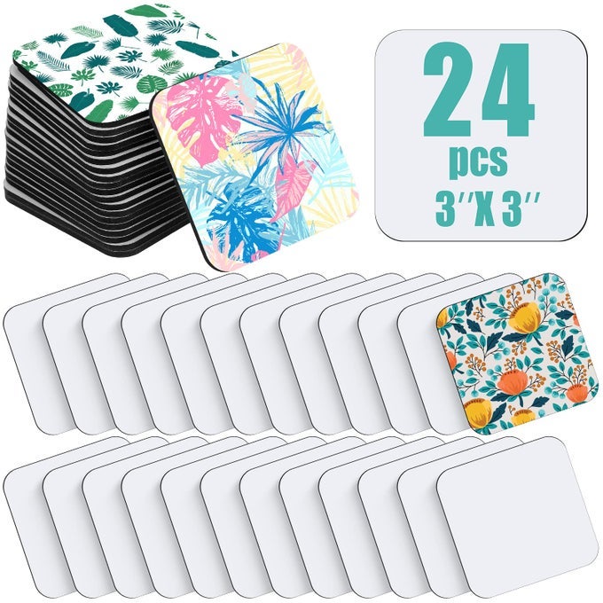 3 X 3 INCH SUBLIMATION BLANK REFRIGERATOR MAGNETS SUBLIMATION SQUARE FRIDGE MAGNETS MAGNET BLANKS MDF DIY DECORATIVE FOR CAR HOME OFFICE KITCHEN WALL24 SET