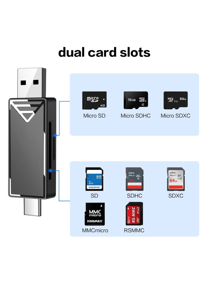 SYOSI - SYOSI USB 3.0 SD Card Reader, 2-in-1 Memory Card Reader for Android Devices, Windows, Mac OS X, USB-C High-Speed Memory Card Reader for SDXC, SDHC, SD, MMC, RS-MMC, Micro SDXC, Micro SD, Micro SDHC - Image 1