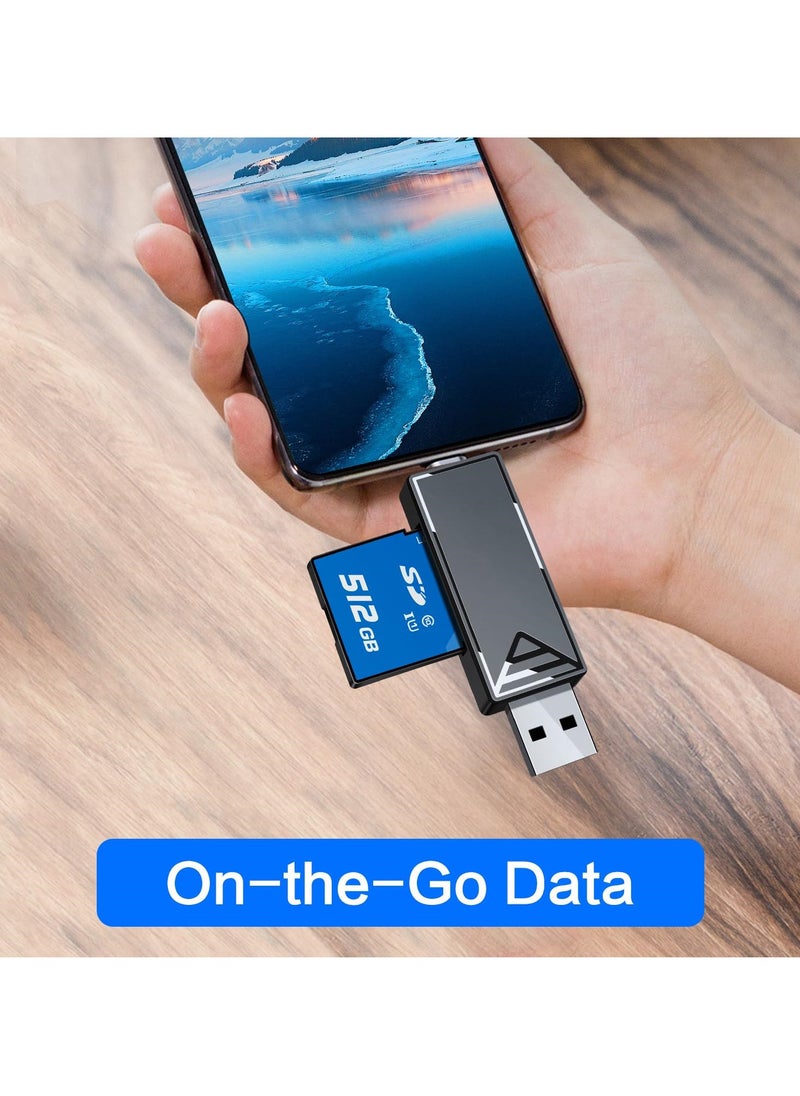 SYOSI - SYOSI USB 3.0 SD Card Reader, 2-in-1 Memory Card Reader for Android Devices, Windows, Mac OS X, USB-C High-Speed Memory Card Reader for SDXC, SDHC, SD, MMC, RS-MMC, Micro SDXC, Micro SD, Micro SDHC - Image 1