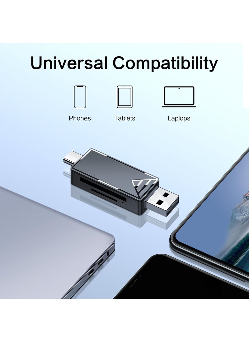 SYOSI - SYOSI USB 3.0 SD Card Reader, 2-in-1 Memory Card Reader for Android Devices, Windows, Mac OS X, USB-C High-Speed Memory Card Reader for SDXC, SDHC, SD, MMC, RS-MMC, Micro SDXC, Micro SD, Micro SDHC - Image 1