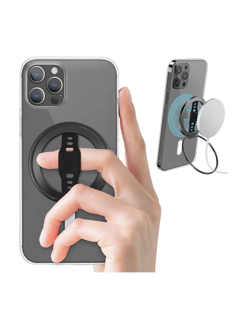 Magnetic Phone Ring Holder, Upgrade Phone Grip Stand, Black Magnetic Finger Phone Ring, Removable Magnetic Ring Holder Kickstand Loop, Only for iPhone 14, 13, 12 Pro/Max/Plus - Image 1