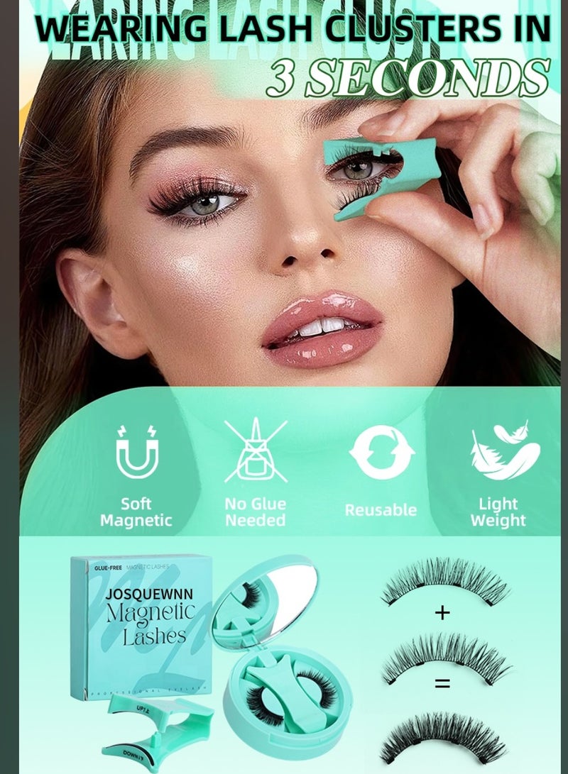 جوسكوين رموش مغناطيسية مع أداة وضع، رموش مغناطيسية قابلة لإعادة الاستخدام، لا حاجة للصمغ، رموش مغناطيسية بدون كحل، مظهر طبيعي، رموش مغناطيسية، رموش. - Image 2