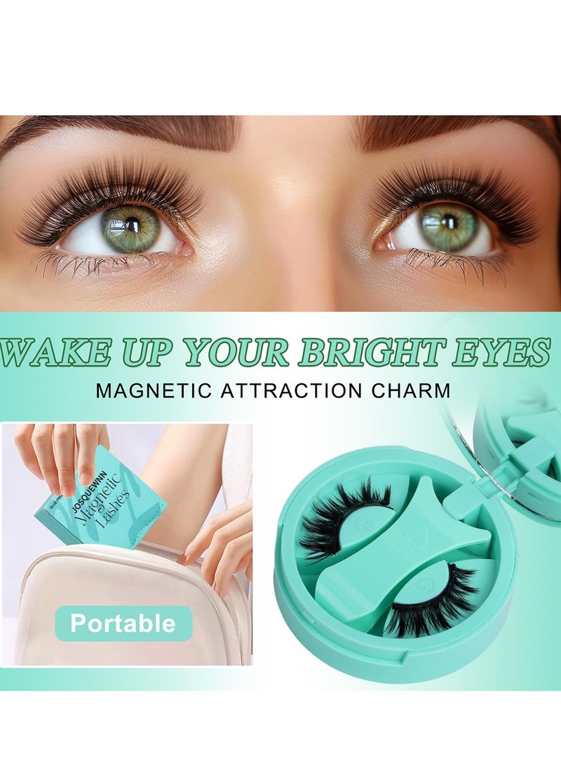 جوسكوين رموش مغناطيسية مع أداة وضع، رموش مغناطيسية قابلة لإعادة الاستخدام، لا حاجة للصمغ، رموش مغناطيسية بدون كحل، مظهر طبيعي، رموش مغناطيسية، رموش. - Image 4