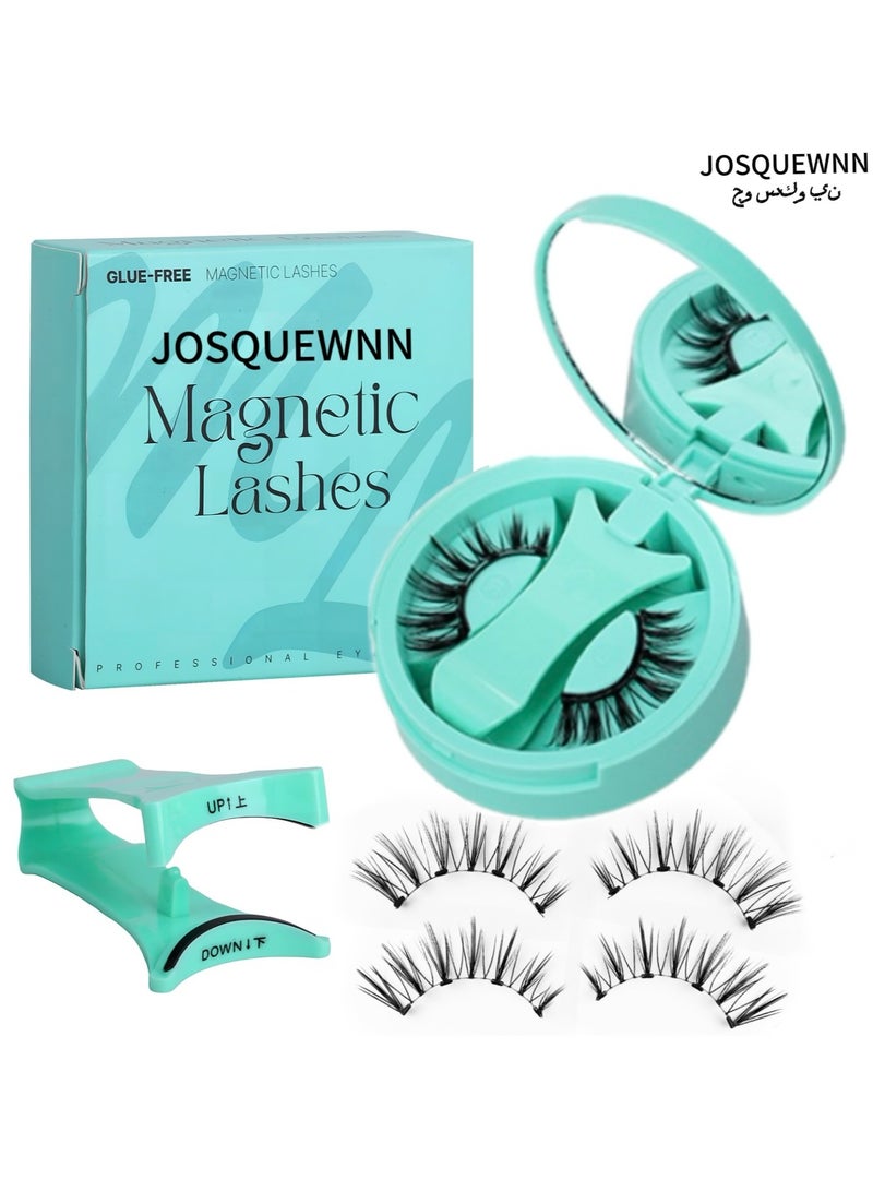 جوسكوين رموش مغناطيسية مع أداة وضع، رموش مغناطيسية قابلة لإعادة الاستخدام، لا حاجة للصمغ، رموش مغناطيسية بدون كحل، مظهر طبيعي، رموش مغناطيسية، رموش. - Image 1