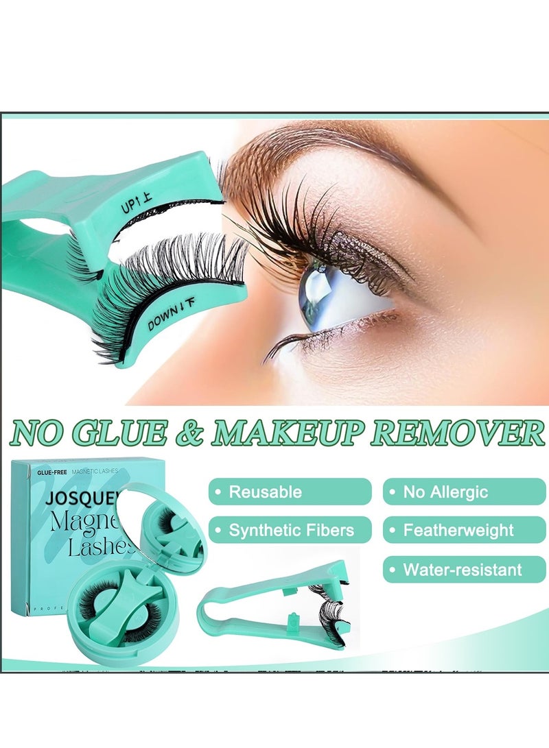 جوسكوين رموش مغناطيسية مع أداة وضع، رموش مغناطيسية قابلة لإعادة الاستخدام، لا حاجة للصمغ، رموش مغناطيسية بدون كحل، مظهر طبيعي، رموش مغناطيسية، رموش. - Image 5