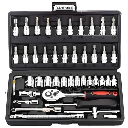 CLAPONE Tool Kit Socket Ratchet Wrench Set Socket Wrench/Screwdriver set/Bike Tool/Goti Set/Socket Screwdriver Set/Socket Wrenches/Auto Repairs/Car/Motorcycle/Bike Repair (46, Black) - Image 1