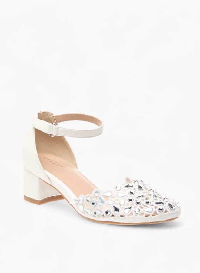 Celeste Girl's Embellished Shoes with Hook and Loop Closure Ramadan Collection