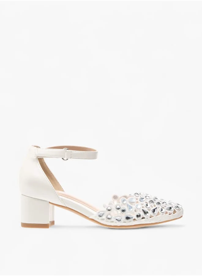 سيليست Girl's Embellished Shoes with Hook and Loop Closure