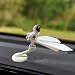 Tuxihapp White Airplane Drift Car Dashboard Ornament Rotate Airplane Car Interior Dash Center Console Decoration with Cute Cat for Office Desktop Home Unique Decorative Presents Tabby CatPlane - Image 2