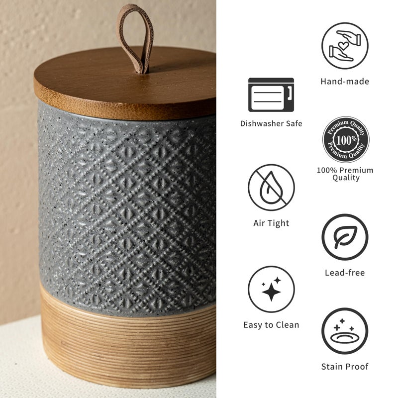 Miamolo Coffee Container Jar with Lid, Ceramic Food Storage Jars for Spice Sugar Cookie, Large Kitchen Canisters for Countertop Coffee Bar Accessories Housewarming Weeding Gift - Gray & 28 fl.oz - Image 5