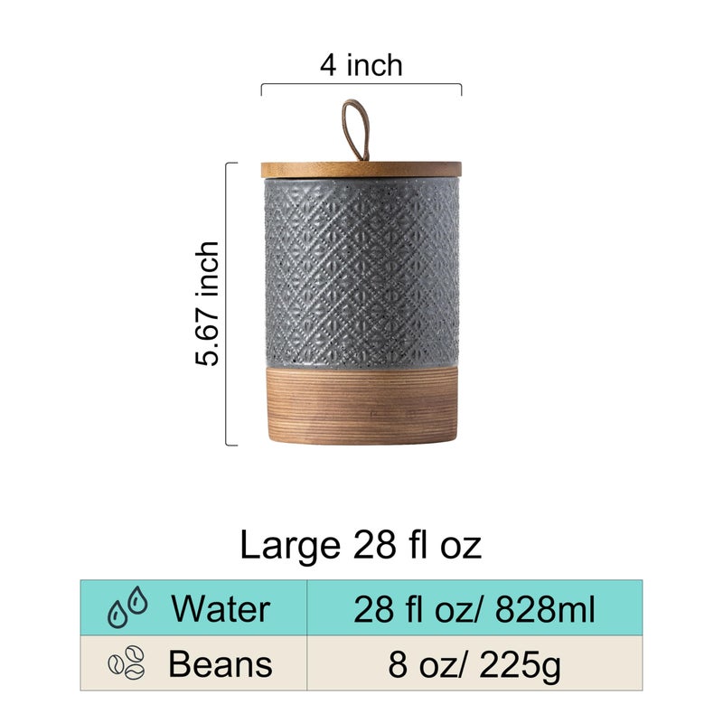 Miamolo Coffee Container Jar with Lid, Ceramic Food Storage Jars for Spice Sugar Cookie, Large Kitchen Canisters for Countertop Coffee Bar Accessories Housewarming Weeding Gift - Gray & 28 fl.oz - Image 3